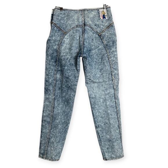 Vintage Alessio Acid Wash High Waisted Mom Jean SIZE 9 / 10 WAIST 26 Blue Ribbed - Picture 1 of 10